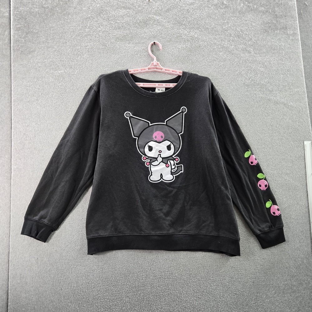 Bioworld Women Sweatshirt 2XL Black Graphic Fleece Kuromi Character Whimsical